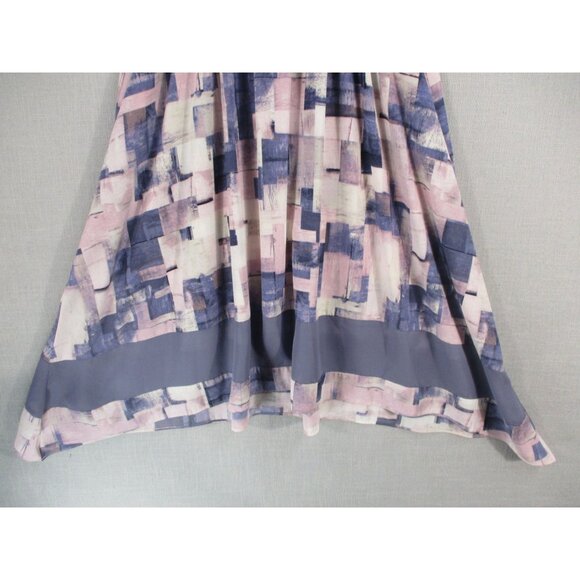 Simply Vera Vera Wang Womens Abstract Print Midi Dress L Purple & Pink Sleeveles - Picture 10 of 12